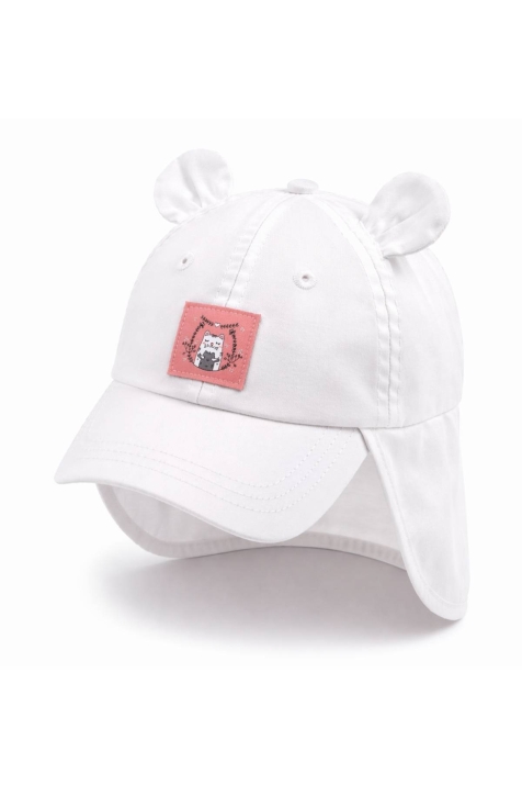 Детска шапка за момиче, бял цвят