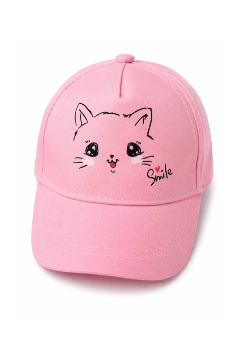 Бебешка шапка момиче, тъмно розов цвят