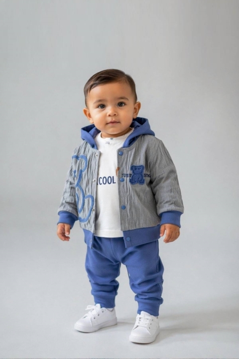 Детски комплект за момче с дълъг ръкав, син цвят