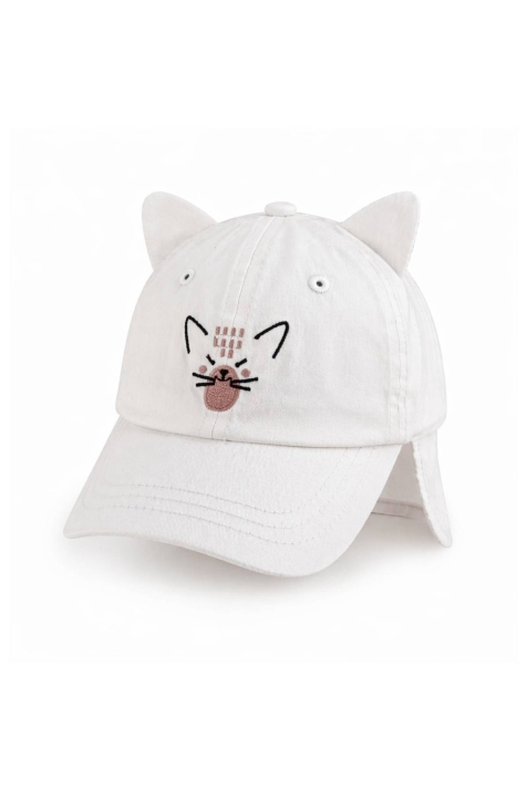 Детска шапка момиче, бял цвят