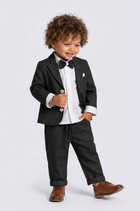 Официален детски комплект за момче с дълъг ръкав, черен цвят 