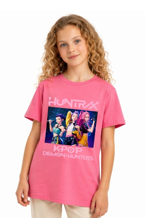 Детска тениска за момиче, цикламен цвят