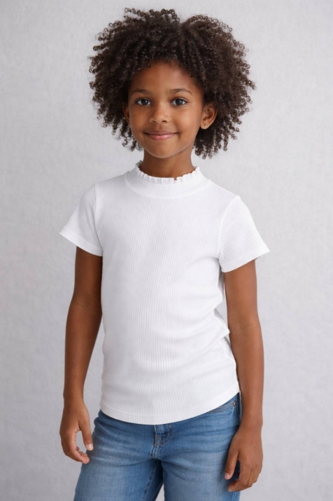 Детска тениска за момиче, бял цвят