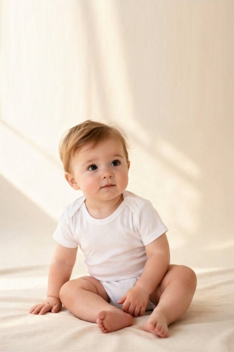 Бебешко боди с къс ръкав, бял цвят