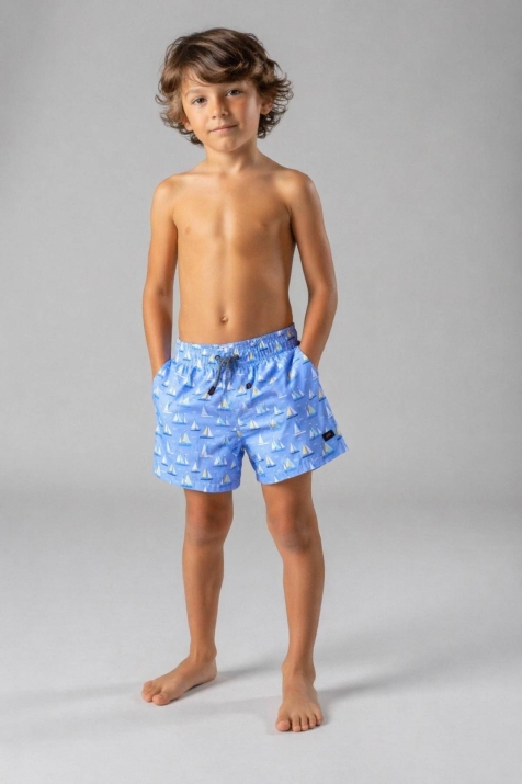 Детски плажни шорти за момче, син цвят