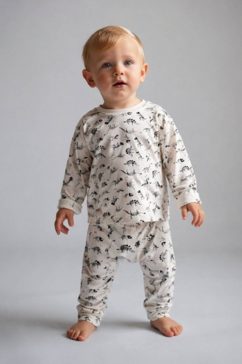 Детска пижама за момче с дълъг ръкав,светло зелен цвят