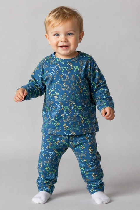 Детска пижама за момче с дълъг ръкав,син цвят