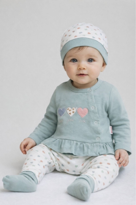 Бебешки комплект за изписване 3 части, зелен цвят