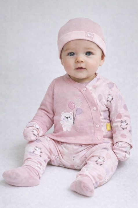 Бебешки комплект за изписване 4 части, розов цвят 