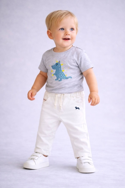 Детски панталон за момче, бял цвят