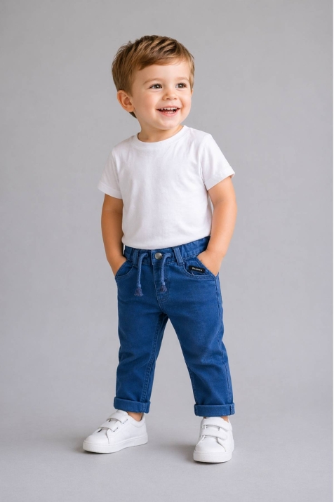 Детски панталон за момче, син цвят