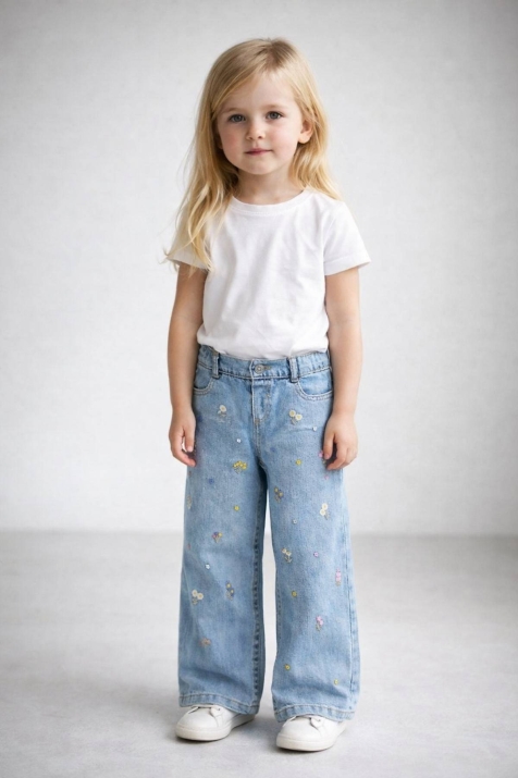 Детски дънки за момиче, син цвят