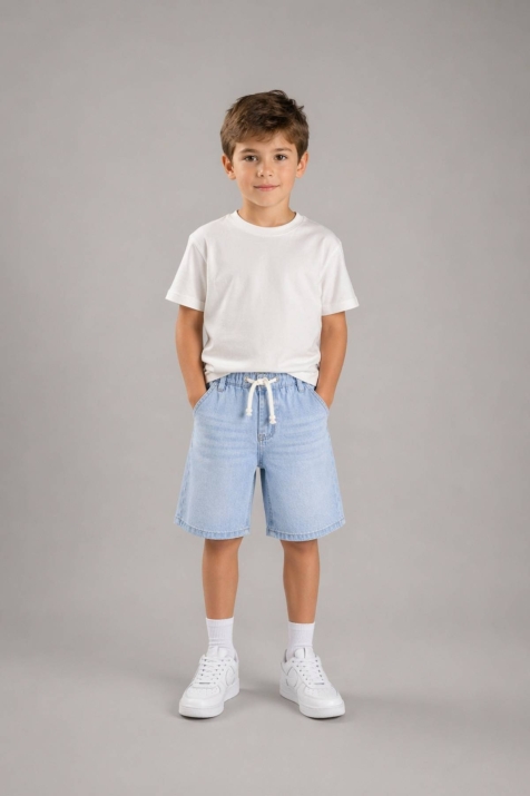 Детски къси дънкови панталонки за момче, светло син цвят