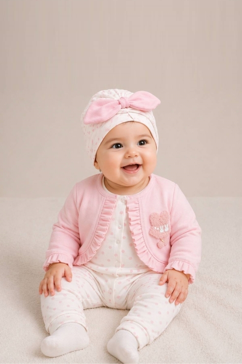 Бебешки комплект за изписване 3 части, розов цвят