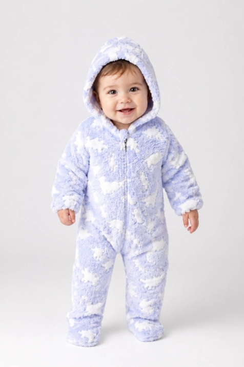 Детски гащеризон за момче с дълъг ръкав, син цвят  