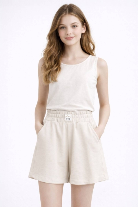 Детски къси панталонки за момиче, бежов цвят