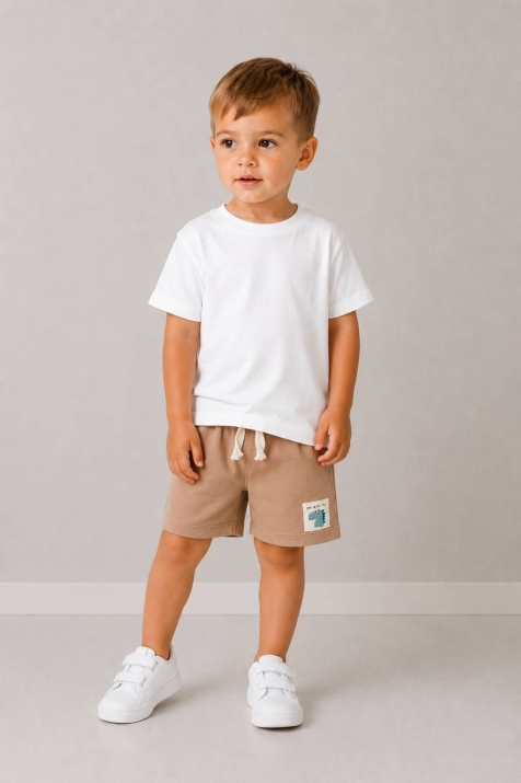 Детски къси панталонки за момче, светло кафяв цвят
