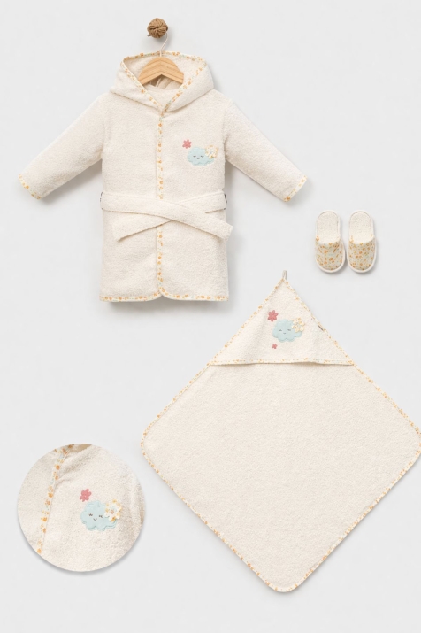 Бебешки комплект за баня 3 части, цвят екрю