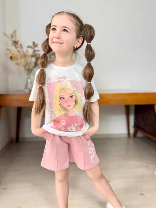 Детски комплект к.р. момиче,розов цвят