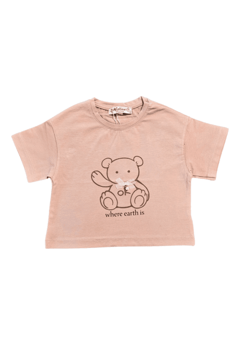 Детска тениска момиче, тъмно розов цвят