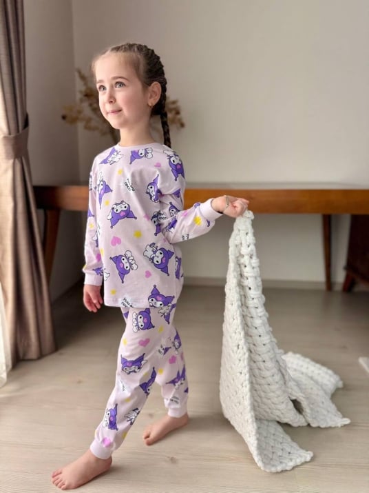 Детска пижама момиче дълъг ръкав Kuromi , лилав цвят