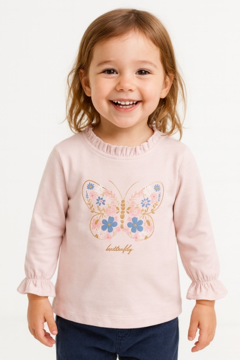 Детска блуза момиче дълъг ръкав, светло лилав цвят