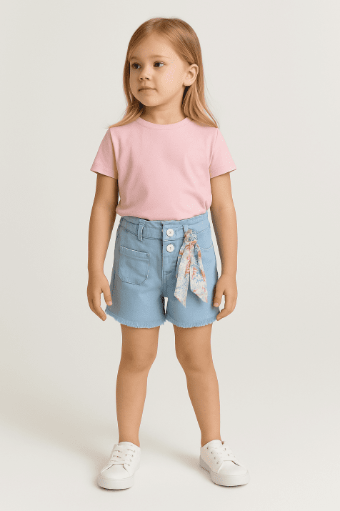 Детски къси панталонки за момиче, син цвят 