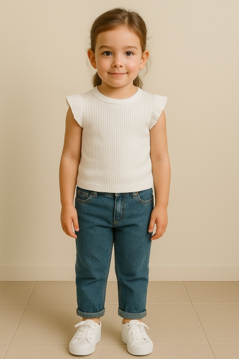 Детска тениска за момиче, бял цвят