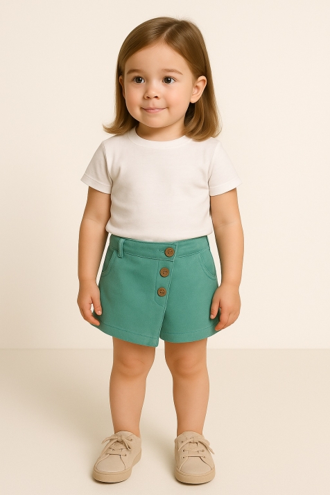 Детски къси панталонки момиче, зелен цвят