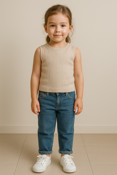 Детска тениска момиче, кафяв цвят 