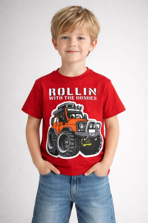 Детска тениска за момче, червен цвят