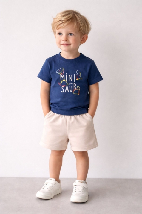 Детски комплект за момче с къс ръкав, син цвят