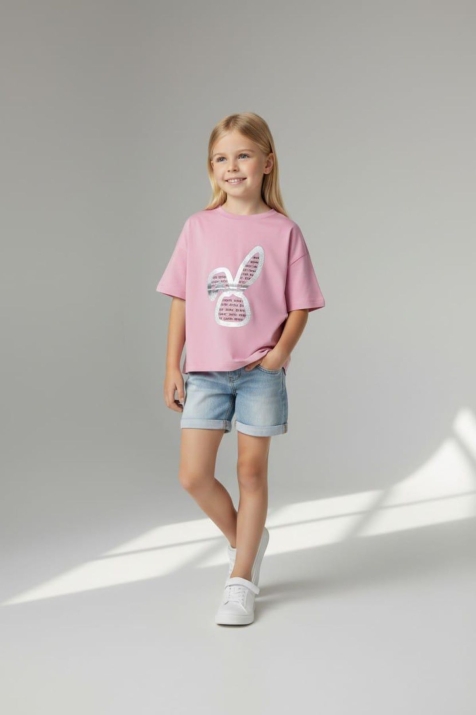 Детска тениска момиче, розов цвят