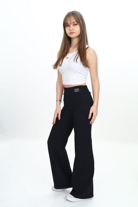 Детски спортен панталон за момиче, черен цвят