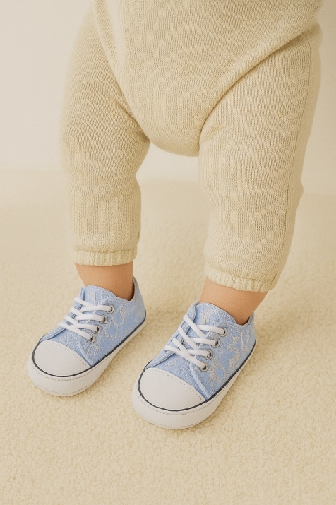 Бебешки декоративни обувки за момиче, син цвят