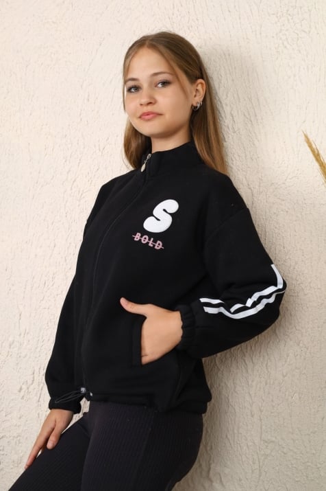 Детски суитшърт момиче, черен цвят