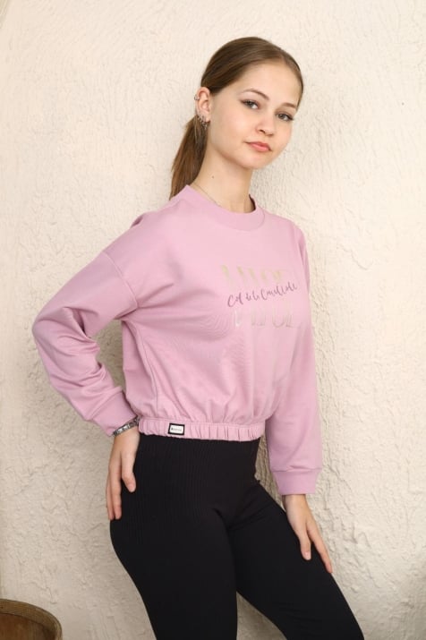 Детска блуза момиче с дълъг ръкав, розов цвят