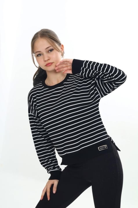 Детска блуза момиче с дълъг ръкав, черен цвят