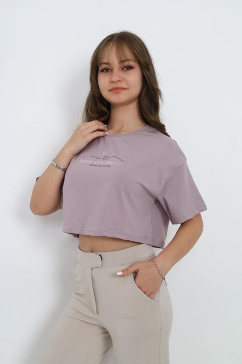 Детска тениска момиче, лилав цвят 