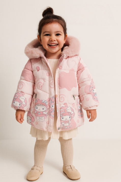Детско зимно яке за момиче, розов цвят