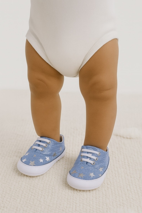 Бебешки декоративни обувки за момиче, син цвят