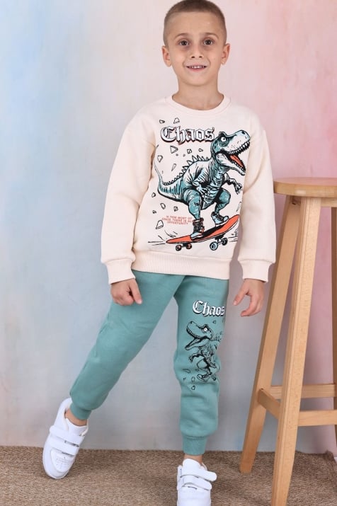 Комплект момче дълъг ръкав с динозавър