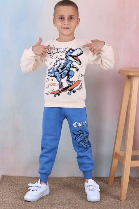 Комплект момче дълъг ръкав с динозавър