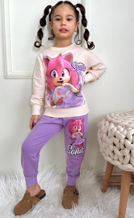 Детски комплект за момиче с дълъг ръкав Sonic 