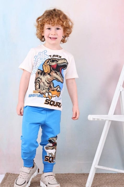 Комплект момче дълъг ръкав с динозавър