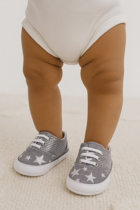 Бебешки декоративни обувки за момиче, сив цвят