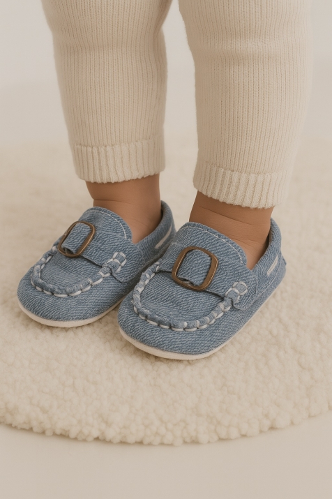 Бебешки декоративни обувки, син цвят