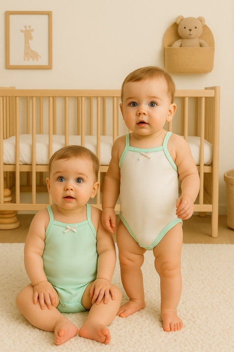 Детско боди без ръкав ръкав за момиче, 2 броя от органичен памук