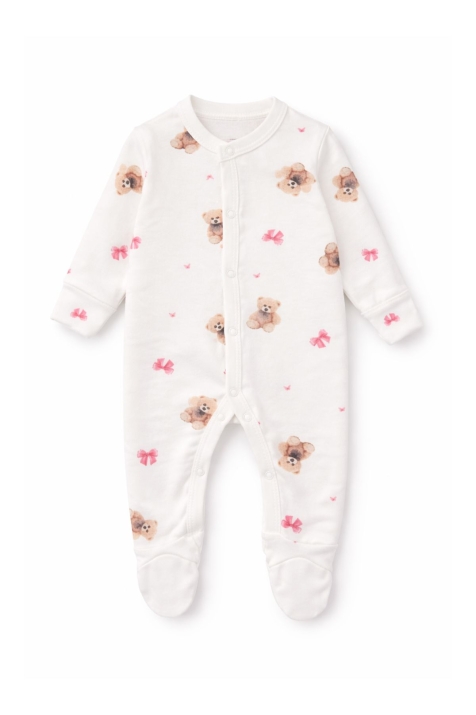 Бебешки гащеризон с дълъг ръкав, цвят екрю  