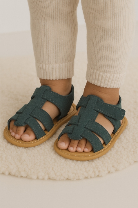 Бебешки декоративни обувки, зелен цвят